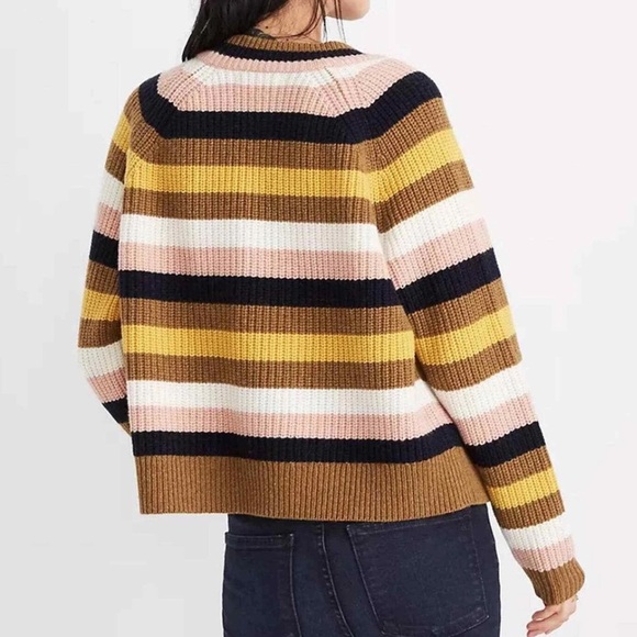 Madewell Striped Tilden Pullover Sweater Merino Wool Blend Size Small - Picture 12 of 13